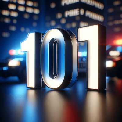 DALL·E 2024-01-25 16.17.06 - A photorealistic image of the number 101, styled as an emergency police number. The numbers are bold and prominent, set against a background that evok